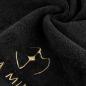 Ręcznik bawełniany z welurową bordiurą i haftem Eva Minge 50X90 czarny