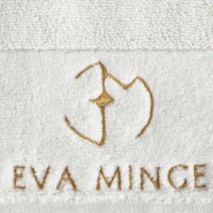 Ręcznik bawełniany z welurową bordiurą i haftem Eva Minge 50X90 kremowy