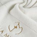 Ręcznik bawełniany z welurową bordiurą i haftem Eva Minge 70X140 kremowy