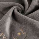 Ręcznik bawełniany z welurową bordiurą i haftem Eva Minge 70X140 srebrny