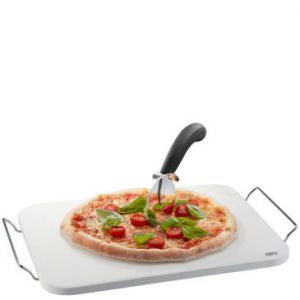 GEFU Zestaw nóż do pizzy + kamień ze stojakiem prostokątnym
