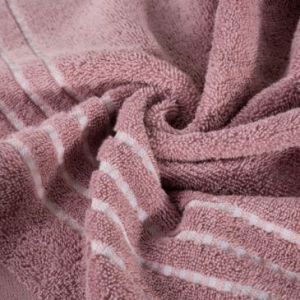 Ręcznik frotte z lśniącą bordiurą FIORE 50X90 ciemny liliowy