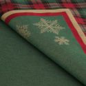 Serweta gobelinowa świąteczna kratka śnieżynki STAR 90X90 zielona