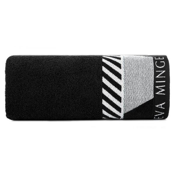 Ręcznik z bawełny z drukowaną bordiurą EVA Minge 30X50 czarny