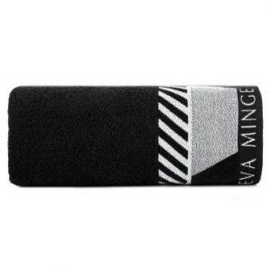 Ręcznik z bawełny z drukowaną bordiurą EVA Minge 50X90 czarny