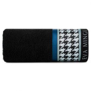 Ręcznik bawełniany z drukowaną bordiurą EVA Minge 50X90 czarny