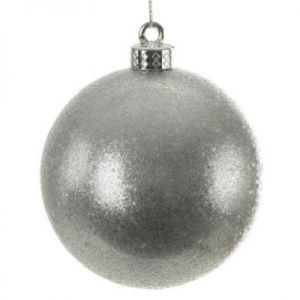 Plastikowa bombka świąteczna 8 cm srebrna x4