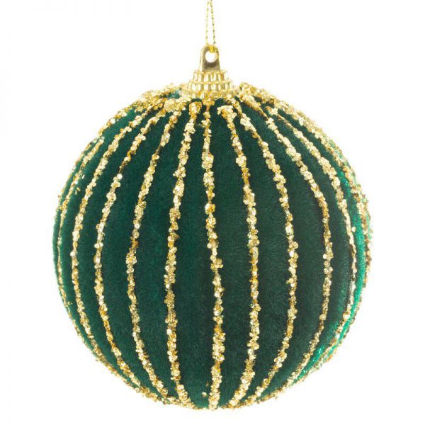 Bombka plastikowa ze świątecznym wzorem 8 cm zielona+złota x4