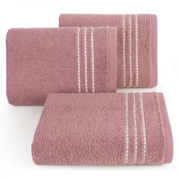 Ręcznik frotte z lśniącą bordiurą FIORE 30X50 ciemny liliowy