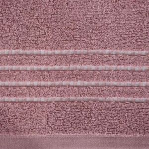 Ręcznik frotte z lśniącą bordiurą FIORE 30X50 ciemny liliowy