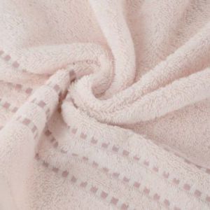 Ręcznik frotte z lśniącą bordiurą FIORE 30X50 jasny różowy