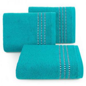 Ręcznik frotte z lśniącą bordiurą FIORE 30X50 jasny turkusowy