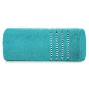 Ręcznik frotte z lśniącą bordiurą FIORE 30X50 jasny turkusowy