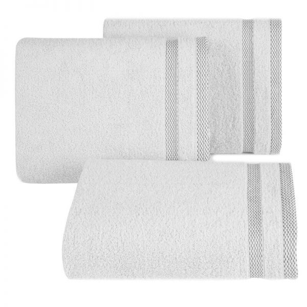 Puszysty ręcznik frotte z bordiurą RIKI 50X90 biały