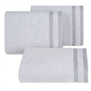 Puszysty ręcznik frotte z bordiurą RIKI 50X90 srebrny