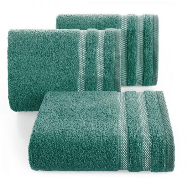 Puszysty ręcznik frotte z bordiurą RIKI 70X140 ciemny zielony