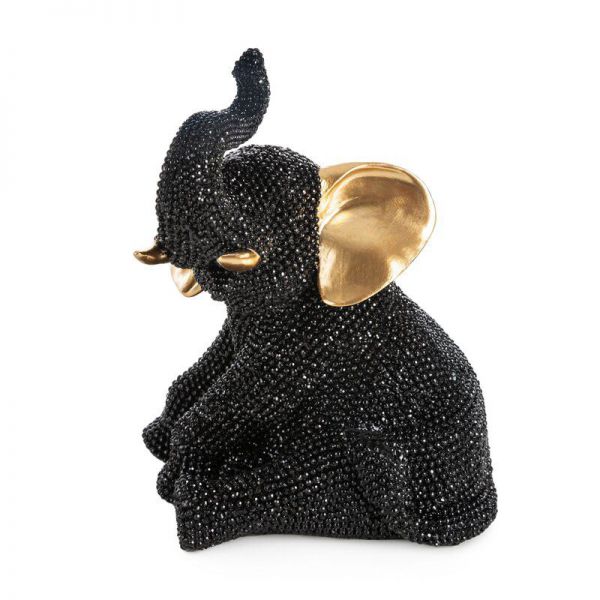 Figurka z żywicy poliestrowej słoń ELDO 14X12X18 czarna+złota