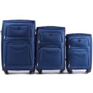 Wings Zestaw 3 walizek podróżnych 4 koła L,M,S niebieskie