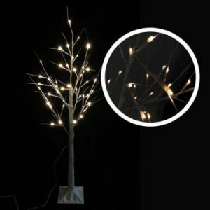 Sztuczne drzewko ozdobne świąteczne 120cm lampki LED brzoza