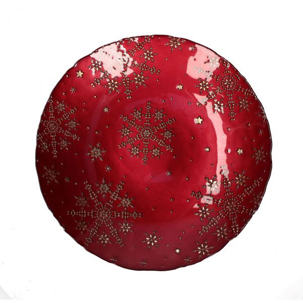 Rituali Domestici Patera świąteczna w śnieżynki 40 cm czerwona