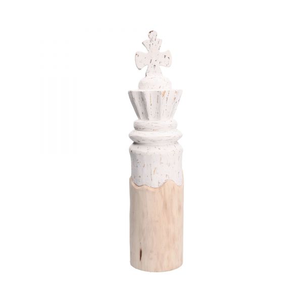 Rituali Domestici Figurka dekoracyjna król 12x48 cm drewno mango biała