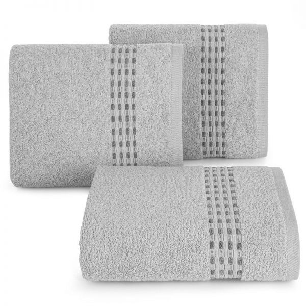 Ręcznik bawełniany z żakardową bordiurą RIVA 50X90 srerbny