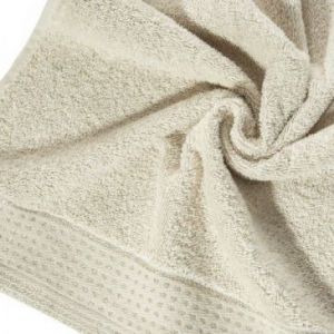 Ręcznik bawełniany frotte z metaliczną nicią na bordiurze LUNA 50X90 beżowy