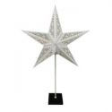 Gwiazda świetlna stojąca witraż lampa LED 45 cm srebrna