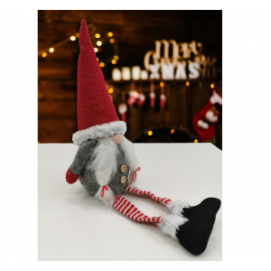 Mikołaj krasnal skrzat świąteczny siedzący 50cm czerwony