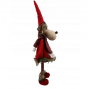 Renifer świąteczny Mikołaj na teleskopowych nogach 65cm czerwony