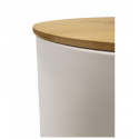 Duży chlebak pojemnik na pieczywo z deską stal+bambus 33,5x19x15 cm biały