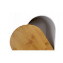 Duży chlebak pojemnik na pieczywo z deską stal+bambus 33,5x19x15 cm biały
