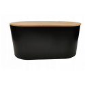 Duży chlebak pojemnik na pieczywo z deską stal+bambus 33,5x19x15 cm czarny