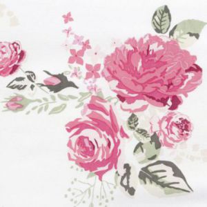 Pościel z satyny bawełnianej z nadrukiem w róże SPRING 220X200 70X80X2 biała+różowa
