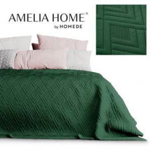 AmeliaHome Narzuta na łóżko pikowana tłoczona OPHELIA 260x280 butelkowa zieleń