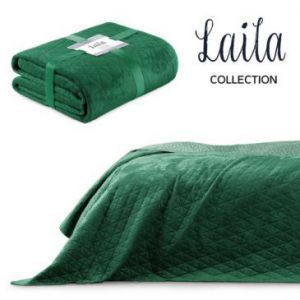 AmeliaHome Narzuta na łóżko LAILA Velvetowa 240x260 butelkowa zieleń
