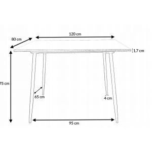 Stół prostokątny do jadalni kuchni IVO 120x80x75 Mud (Beton)