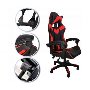 Fotel biurowy gamingowy obrotowy ekoskóra dla graczy czerwony