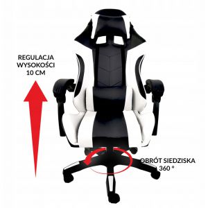 Fotel biurowy gamingowy obrotowy ekoskóra dla graczy MODERN czarny + biały