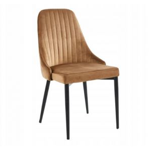 Nowoczesne krzesło tapicerowane welurowe EVA 47x60x89 cm brązowe