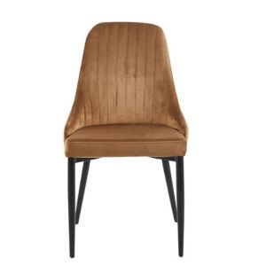 Nowoczesne krzesło tapicerowane welurowe EVA 47x60x89 cm brązowe