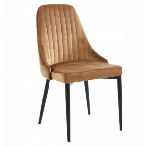 Nowoczesne krzesło tapicerowane welurowe EVA 47x60x89 cm beżowe