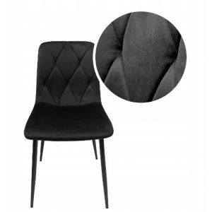 Krzesło tapicerowane pikowane velvet ADA 44x40x86 cm czarne