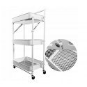 Wózek metalowy na kółkach z rączką 3 półki kuchnia łazienka 82cm biały