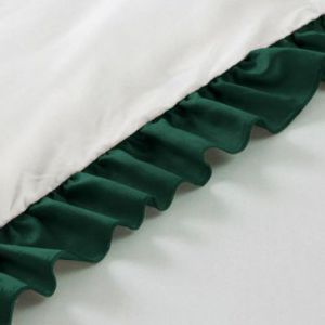 Pościel z bawełną zdobiona falbanką ELIZA 160X200 70X80X2 biała+zielona