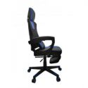 Fotel gamingowy biurowy obrotowy z podnóżkiem czarno-niebieski