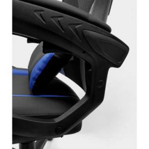 Fotel gamingowy biurowy obrotowy z podnóżkiem czarno-niebieski