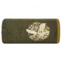 Ręcznik bawełniany z haftem i ozdobną bordiurą PALM 50X90 oliwkowy