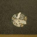 Ręcznik bawełniany z haftem i ozdobną bordiurą PALM 50X90 oliwkowy