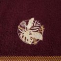 Ręcznik bawełniany z haftem i ozdobną bordiurą PALM 50X90 bordowy